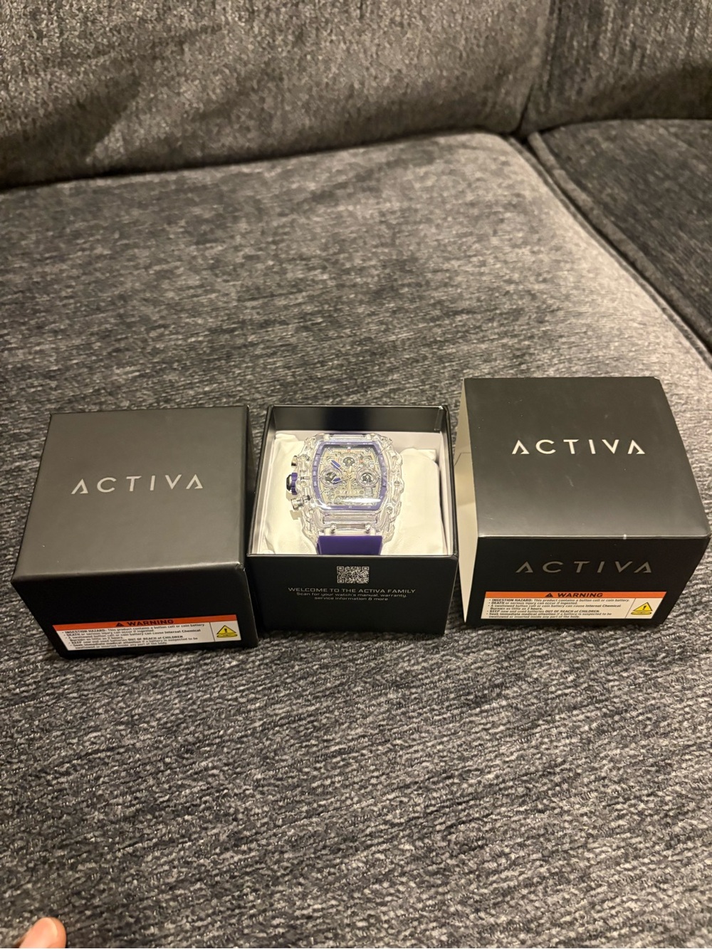 ACTIVA Crystal Case Watch with Purple Band